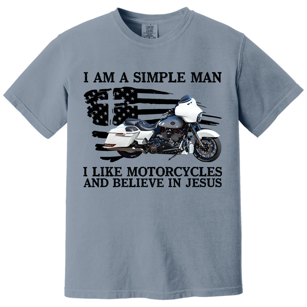 I Am A Simple Man I Like Motorcycles And Believe In Jesus -Custom Photo Shirt Pt99