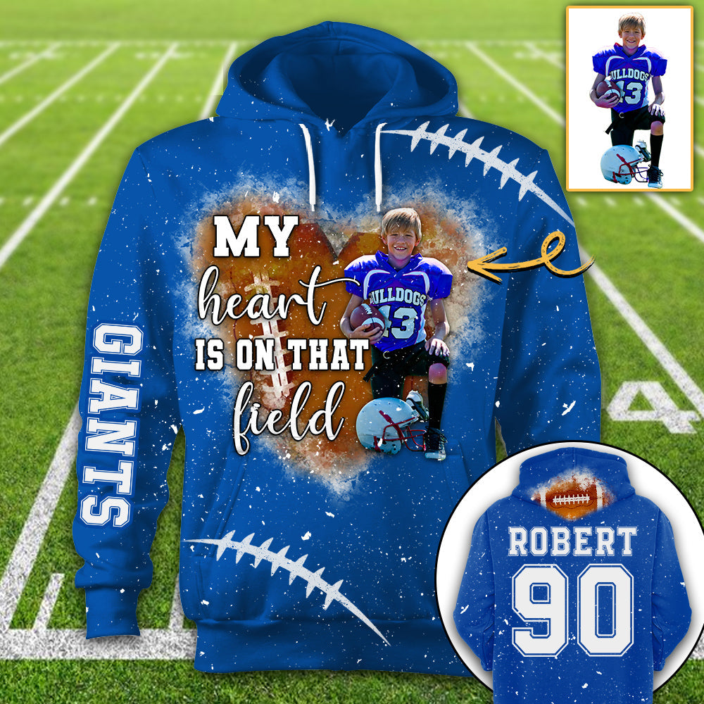 Personalized My Heart Is On That Field Football Custom Photo Player All Over Print Shirt K1702