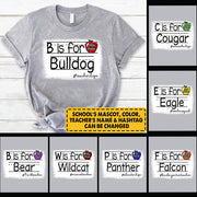 Personalized School Mascot Custom Apple Name Teacher T-Shirt, Custom Gifts For Teacher