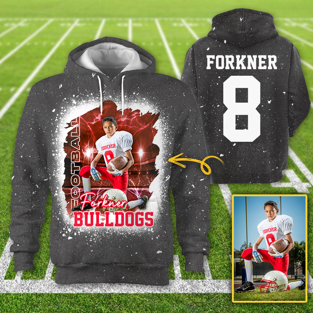 Personalized Bleached Shirt Custom Photo Player Name & Number Player Football Bleached All Over Print Shirt K1702