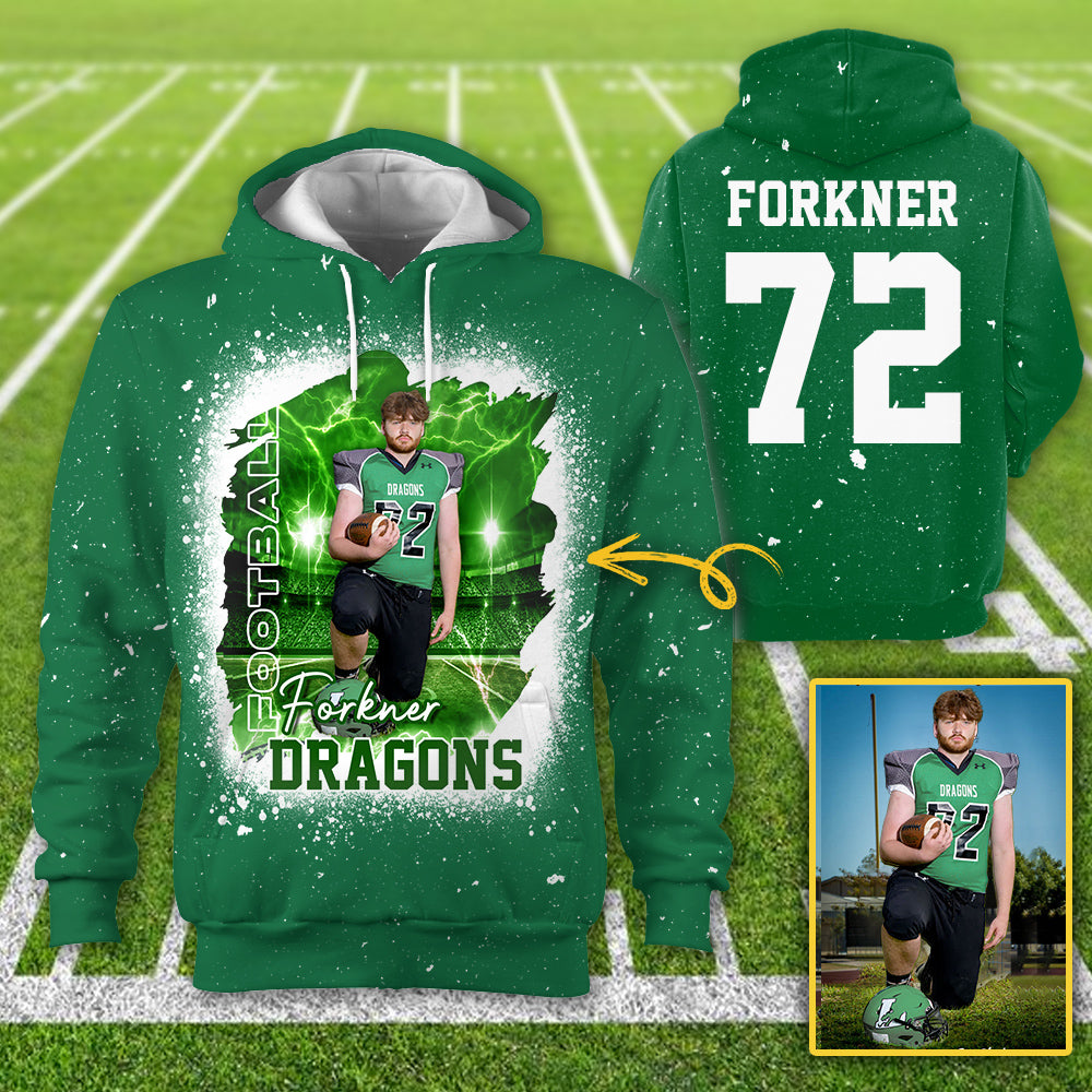 Personalized Bleached Shirt Custom Photo Player Name & Number Player Football Bleached All Over Print Shirt K1702