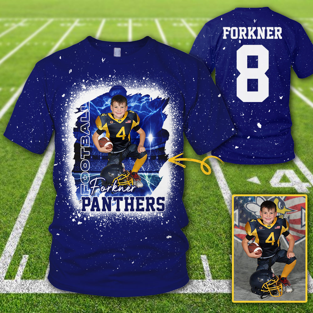 Personalized Bleached Shirt Custom Photo Player Name & Number Player Football Bleached All Over Print Shirt K1702