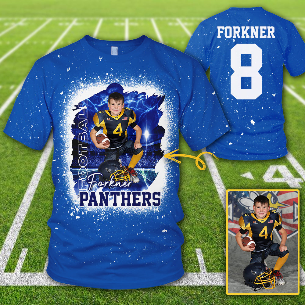 Personalized Bleached Shirt Custom Photo Player Name & Number Player Football Bleached All Over Print Shirt K1702