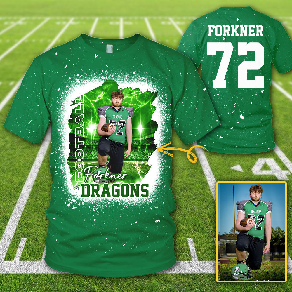 Personalized Bleached Shirt Custom Photo Player Name & Number Player Football Bleached All Over Print Shirt K1702