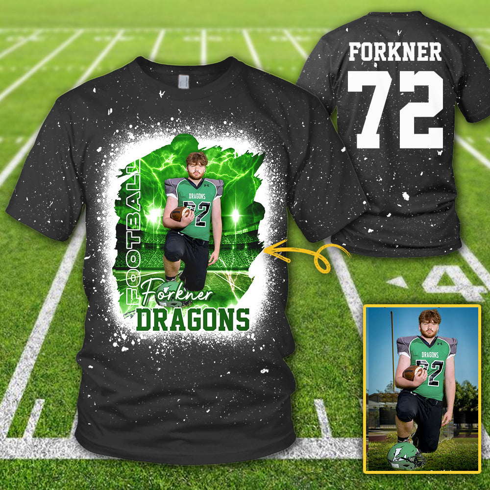 Personalized Bleached Shirt Custom Photo Player Name & Number Player Football Bleached All Over Print Shirt K1702