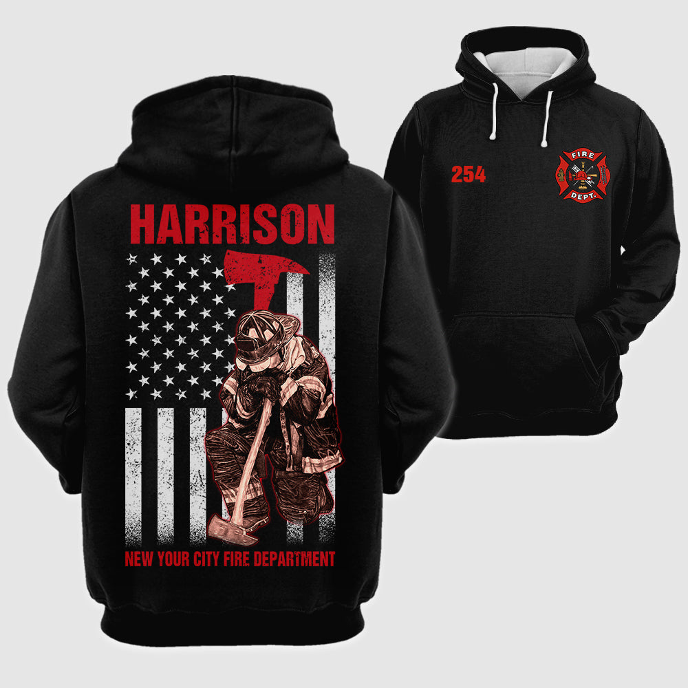 Personalized Firefighter Shirts Custom Name and Number Fireman All Over Print Shirt K1702 Trhn