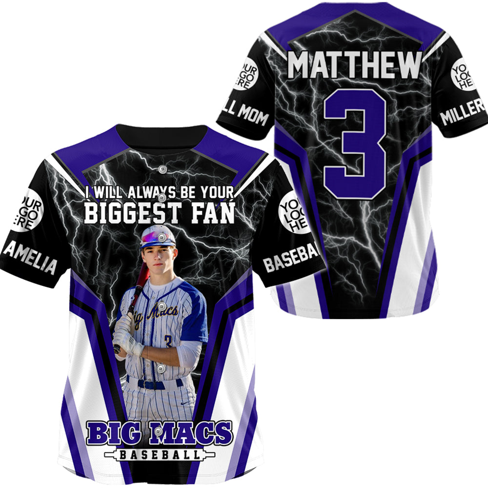 I Will Always Be Your Biggest Fan Personalized Baseball Jersey For Baseball Mom Grandma Sport Family