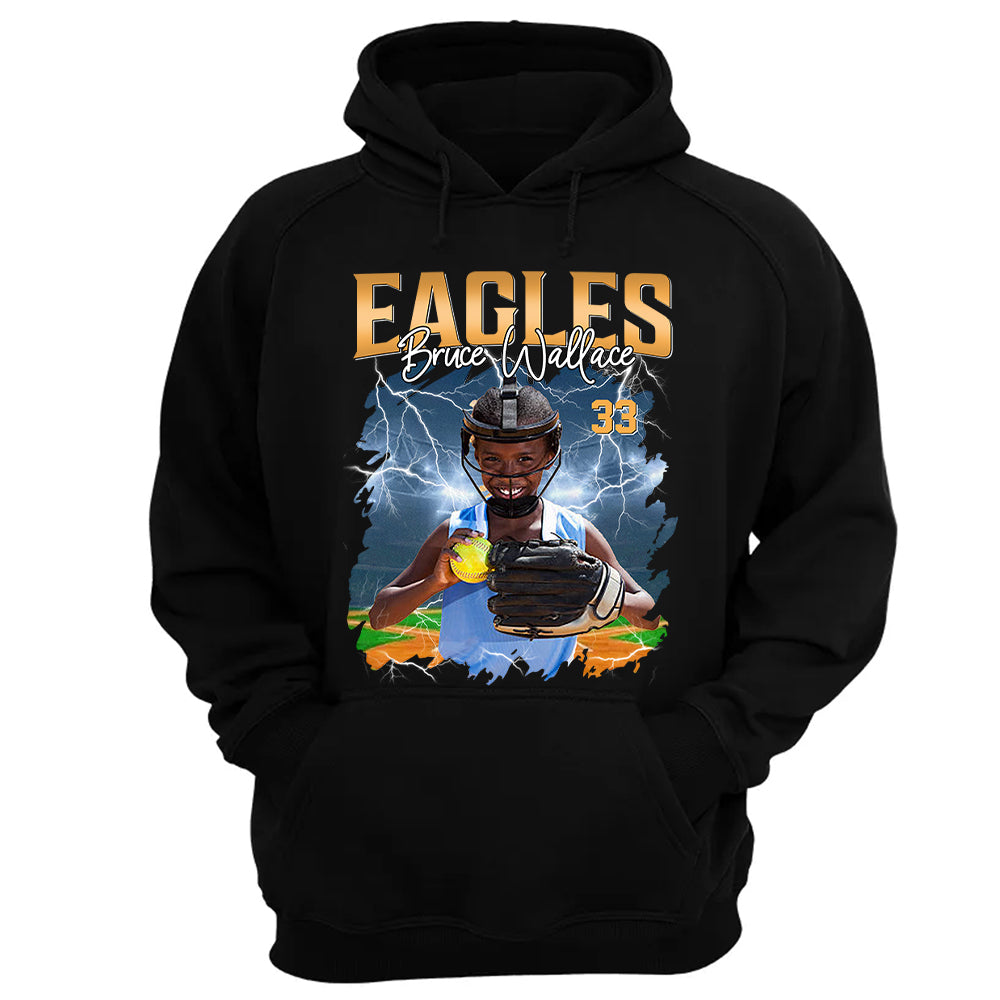 Custom Softball Player Photo With Unique Style Bootleg Shirt - Perfect Shirt For Softball Lovers