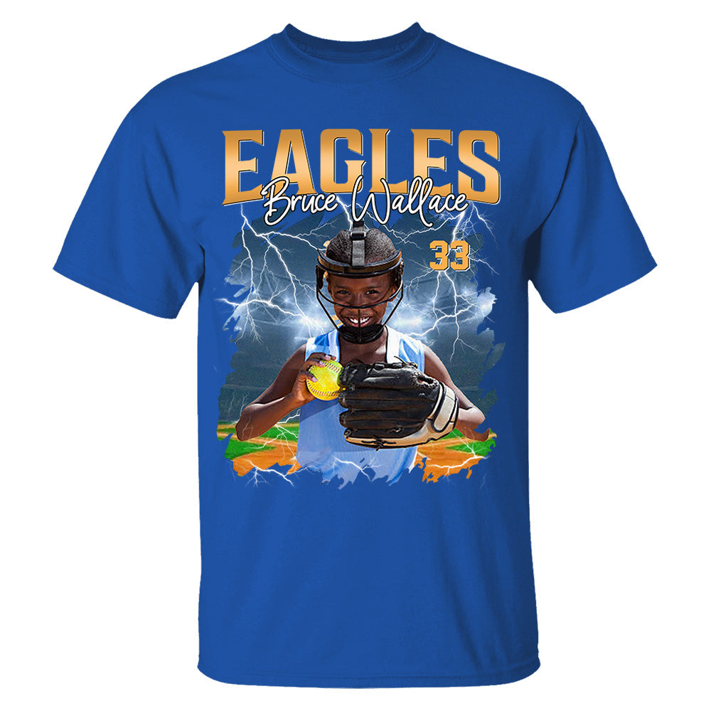 Custom Softball Player Photo With Unique Style Bootleg Shirt - Perfect Shirt For Softball Lovers