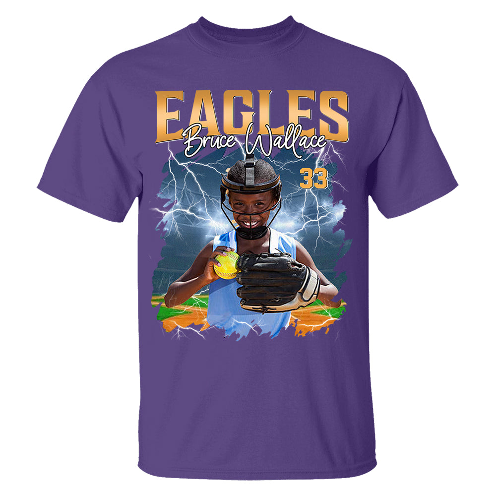 Custom Softball Player Photo With Unique Style Bootleg Shirt - Perfect Shirt For Softball Lovers