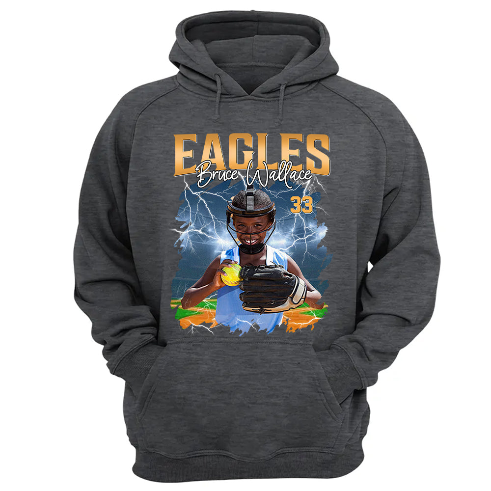 Custom Softball Player Photo With Unique Style Bootleg Shirt - Perfect Shirt For Softball Lovers