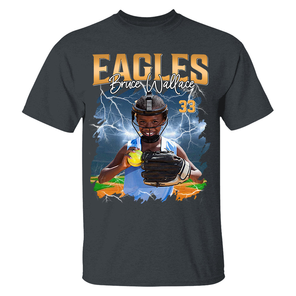 Custom Softball Player Photo With Unique Style Bootleg Shirt - Perfect Shirt For Softball Lovers