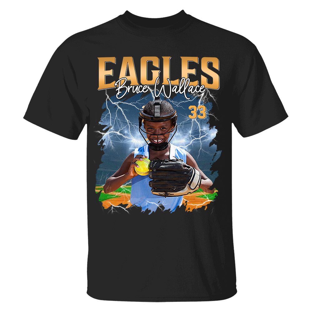 Custom Softball Player Photo With Unique Style Bootleg Shirt - Perfect Shirt For Softball Lovers
