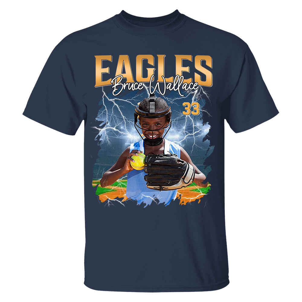 Custom Softball Player Photo With Unique Style Bootleg Shirt - Perfect Shirt For Softball Lovers