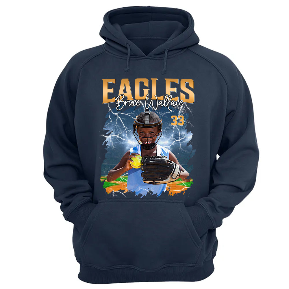 Custom Softball Player Photo With Unique Style Bootleg Shirt - Perfect Shirt For Softball Lovers