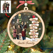 Custom Photo Family & Name Christmas Tree Ornaments Personalized Gift For Family 2 Layers Ornament - Christmas Tree Ornament Family Names 2025 Tu24 Do99